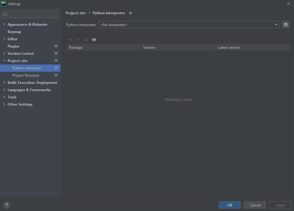 PyCharm Interpreter Settings